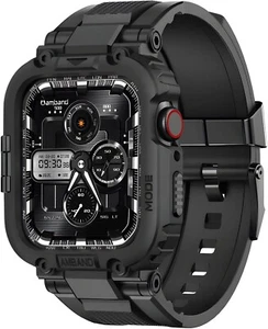 Rugged Sport Band and Case for Apple Watch 45mm - Compatible with Series 9/8/7, - Picture 1 of 6
