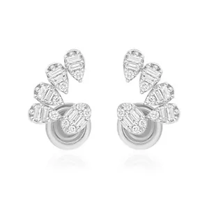0.50 Ct Lab Grown CVD Baguette Diamond Stud Earrings Gift 14k White Solid Gold - Picture 1 of 9