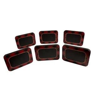 6 Mini Tabletop Chalkboard Signs with Buffalo Check Frames (3 inch by 2.25 inch) - Picture 1 of 6