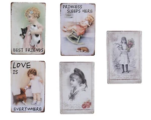 Clayre E Eef Targa di Latta 20 x 30 Immagine Segno Love Friends Ragazza Cane - Bild 1 von 6