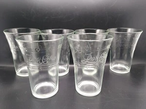 6 Vintage Pepsi Cola Etched Fountain Drinking Glasses 4 3/4" - Picture 1 of 13