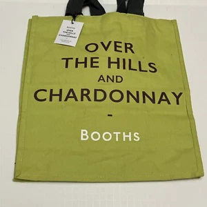 Booths Over the Hill and Chardonnay Tote Bag Green Reuse Cotton England Pun New - Picture 1 of 5
