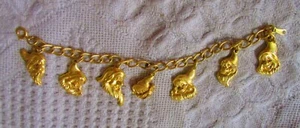 Pulsera Vintage Disney 7 Enanos Tono Dorado Moda Dije - Imagen 1 de 6