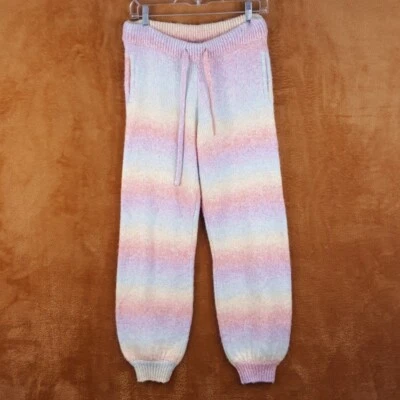 GENERATION LOVE Sweatpants Womens XS Rainbow Stripe Jogger Pull On Pastel SANDRA - Image 1 of 4