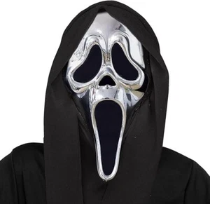 Scream Mask Chrome Ghost Face Licensed Fun World Costume Accessory Gold / Silver - Picture 1 of 9