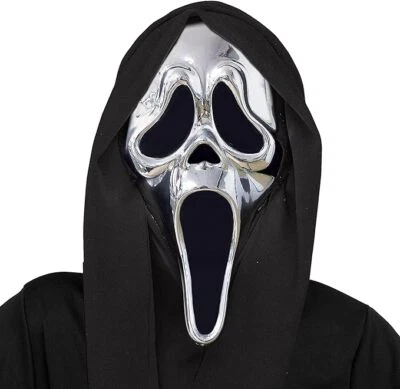 Scream Mask Chrome Ghost Face Licensed Fun World Costume Accessory Gold / Silver - Image 1 of 4
