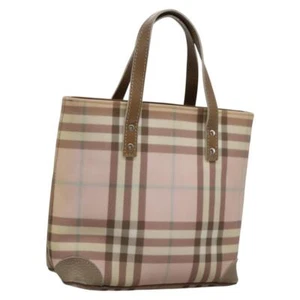 BURBERRY Nova Check Hand Bag PVC Pink Auth 114504 - Picture 1 of 21