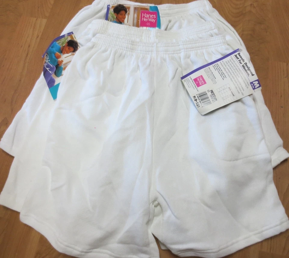 Hanes ее путь пот короткие средний 8-10 белый 36 пара 2 кармана 50 хлопок/50 поли - Изображение 1 из 4