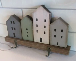 Wood Salt Box Houses Wall Key Rack Holder Farmhouse Primitive/French Country*New - Picture 1 of 5