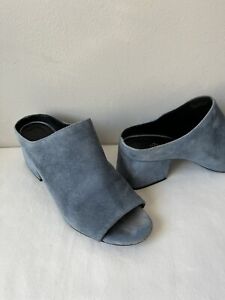 3.1 Phillip Lim Blue Suede Slip On Shoes Chunky Heel Women’s Size 38.5 US 7.5