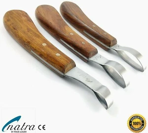 SET of 3 Hoof Knife Loop Wooden handle Horse Claws Knives Equine Veterinary - Picture 1 of 10