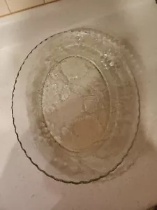 Festive Holiday Fall Harvest Crystal 18" Clear Serving Platter Pre-owned Glass - Picture 1 of 12