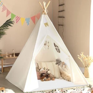 Sumbababy Teepee Tent for Kids with Carry Case, Natural Canvas Teepee Play Te... - Picture 1 of 7