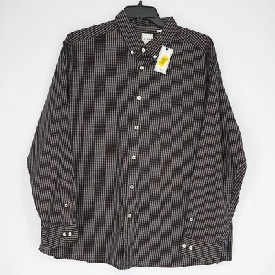 Dillard's Rowm Men's Long-Sleeve Shirt 2XB Big Black Red Check 100% Cotton NWT - Image 1 of 4