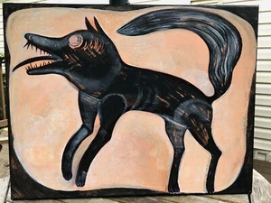 Outsider Brut Folk Art Painting By Texas Artist "Crazy" Bill Hollis - Picture 1 of 3