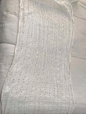 Women’s Banana Republic Beige Sequined Holiday Scarf 24” X 72” - Image 1 of 4