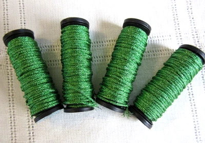 4 Kreinik Metallics #008C GREEN CORD #16 Braids Thread 5M each lot - Image 1 of 4