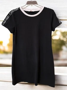 Calvin Klein Damen T-Shirt Kleid Gr. Medium schwarz/weiß CK Logo Baumwollmischung - Bild 1 von 8