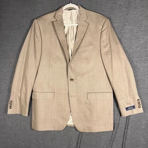 NWT Ralph Lauren Light Brown Silk Wool Herringbone Windowpane Blazer 44L Long - Picture 1 of 12