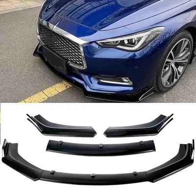 For Infiniti Q60 2017-2022 Front Bumper Lip Chin Body Kit Splitter Glossy Black Foto 1 de 4