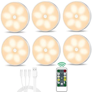Warm Color LED Closet Lights Wireless Motion Sensor Puck Light, USB Rechargea... - Picture 1 of 9