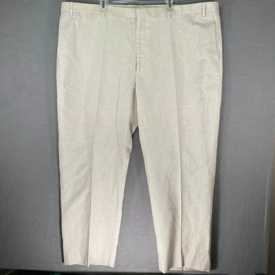 Pantalones de vestir CUBAVER A para hombre mezcla de lino tostado 50x30 frente plano ligeros 4XB Foto 1 de 4