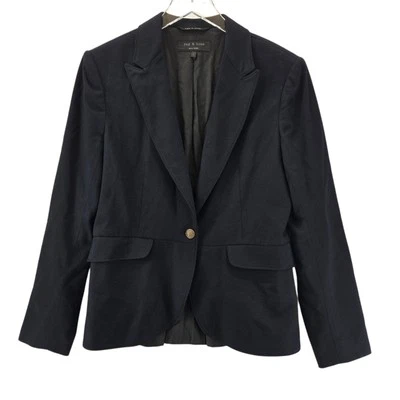 Blazer de lana Rag & Bone para mujer 8 azul marino plisado dobladillo peplum oscuro academia preparación Foto 1 de 4