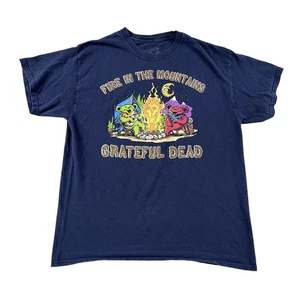 Grateful Dead Fire in the Mountains T-Shirt Uomo Grande Blu Liquido Orsi Morti - Foto 1 di 5