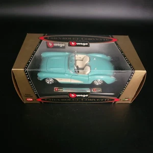 RARE BURAGO BIJOUX COLLECTION 1957 CHEVROLET CORVETTE Blue white 1:24 - Picture 1 of 9