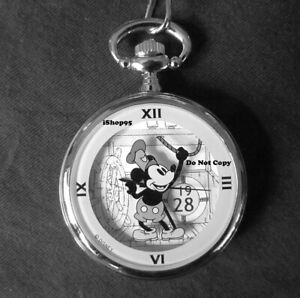 NEW Disney Mickey Mouse STEAMBOAT WILLIE AUTOMATIC LIMITED EDITION Pocket Watch