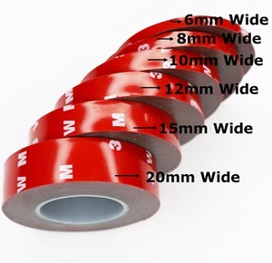 Grey DOUBLE SIDED TAPE high bond Self Adhesive MOUNTING sticky HEAVY DUTY rolls - Picture 1 of 17