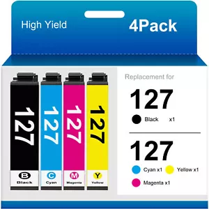 4er Pack 127 Tinte für Epson 127 WorkForce 633 635 645 WF-3530 WF-3540 WF-7010 - Bild 1 von 8