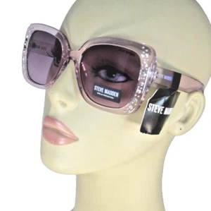 STEVE MADDEN Translucent Pink Sunglasses Bling-embellished Rims Pink Lenses - Picture 1 of 9