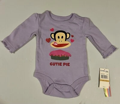 Pequeño Paul Frank Julius Mono Púrpura San Valentín Cutie Pie Body Bebé Niña 0-3 Foto 1 de 2