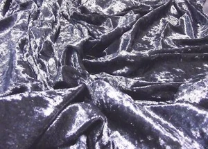 Crushed Velvet Velour Fabric Material - NAVY - Picture 1 of 1