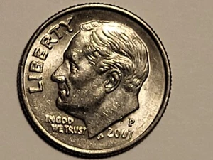 2007-p Dime DOUBLING in date and other DIE chip on Reverse leaves - Picture 1 of 8