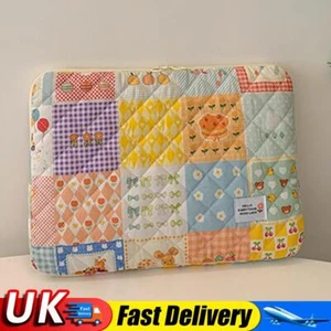 15 Inch Computer Cover Bag Quilted Fluffy Laptop Bag for Women Girls (Plaid L) U - Afbeelding 1 van 11