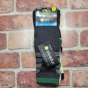 Athletic Works Boys Cushioned Crew Socks, 3-Pack Size Med  - Picture 1 of 4