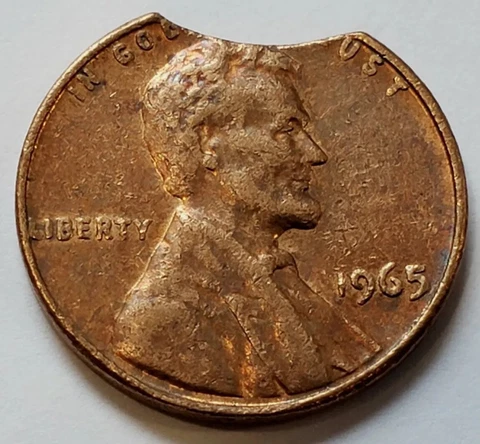 1965 Lincoln Cent Clipped Planchet Error 7647 Cover