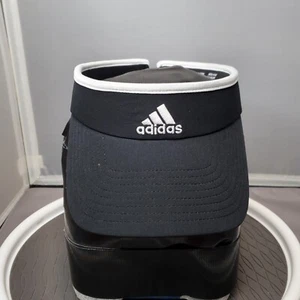 Adidas Womens Climalite Sport Aeroready Adjustable Visor Hat Black White Logo - Picture 1 of 12