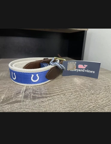 Men’s Size 32 Vineyard Vines NFL Indianapolis Colts Canvas Belt $58 Cover