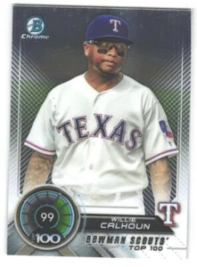 2018 Bowman Willie Calhoun #BTP-99 Bowman Chrome Scouts' Top 100 - Picture 1 of 2