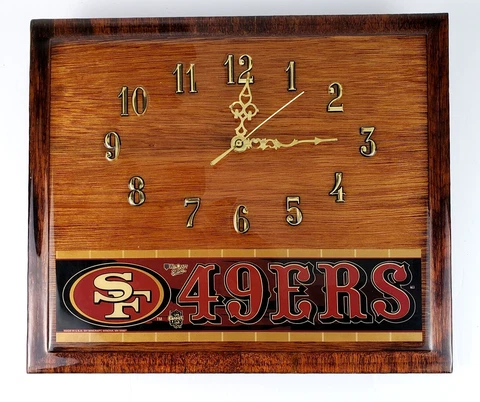 Vtg Wincraft Sports San Francisco 49ers Wood Wall Clock Gold Numbers Stain Rare Cover