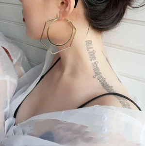 Women Dangle Jewelry Big Gold Round Hoop Earring Circle Hexagon Exaggerated - Bild 1 von 5
