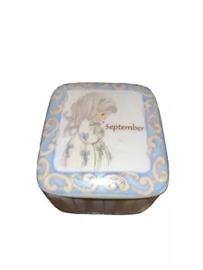 Vintage Precious Moments "September " Month Tiny Trinket Box - Picture 1 of 5