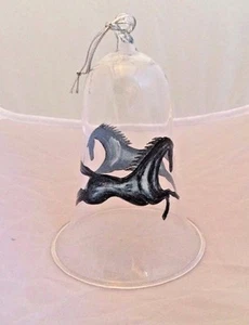 Hand Blown Painted Glass Horse Holiday Ornament NEW Gorgeous Clear Bell Pony - Picture 1 of 1