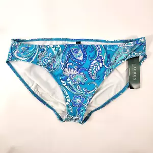 Lauren Ralph Lauren Womens Bikini Bottoms 16 Blue Floral Paisley Swimwear NWT - Picture 1 of 8