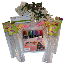 New Lot Art Craft Supplies Brush Marker Shimmer Stix Silk Flowers Pearl String