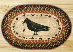 Braided Jute Stenciled Print Oval Area Rug. Earth Rugs. CROW AND STAR - Picture 1 of 1