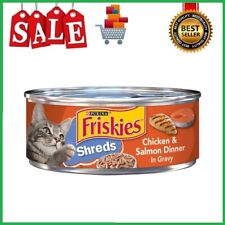 Friskies Savory Shreds Chicken & Salmon Dinner in Gravy Canned Cat Food, 5.5-oz,